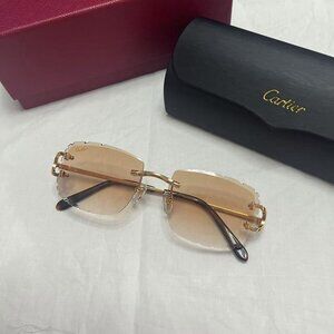Cartier Tan Sunglasses with Rimless Design